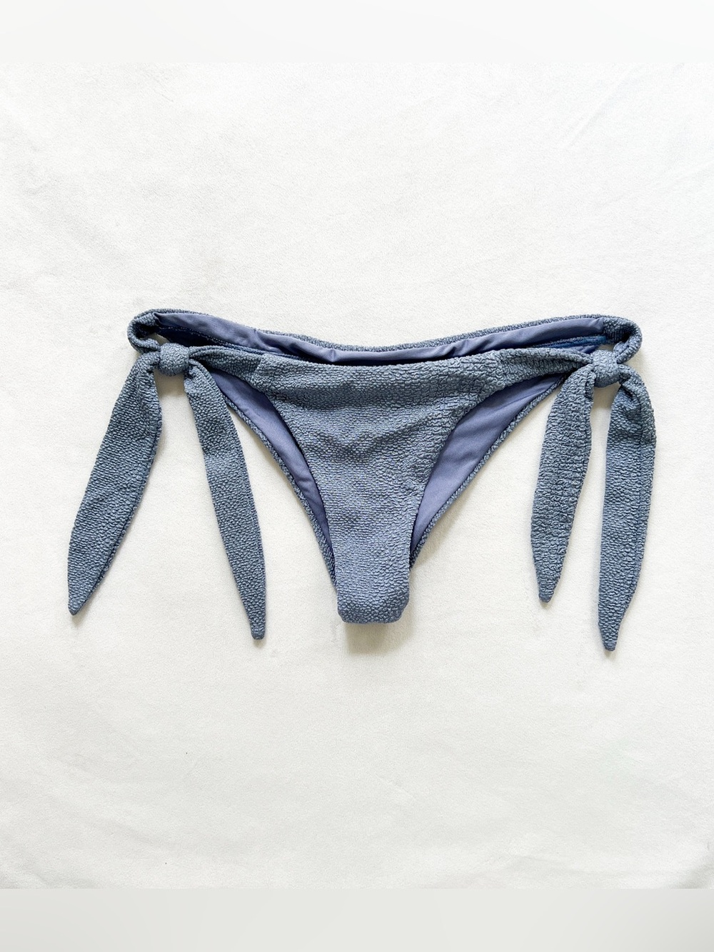 Kopper & Zink Textured Tie-Side Bikini Bottom in Dusty Blue - Small